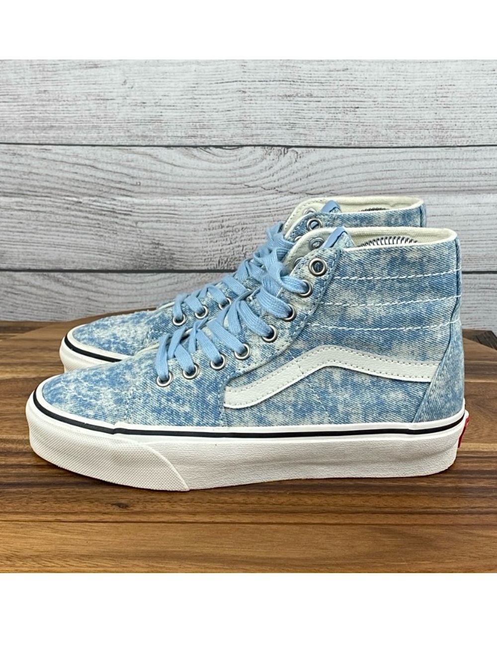 Vans Sk8 Hi Tapered Denim Destroy Winter Sky Sneaker Women’s Shoe Size 6.5